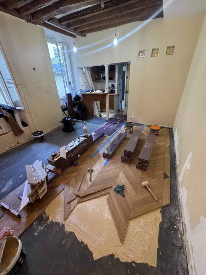 Pose de parquet en point de Paris